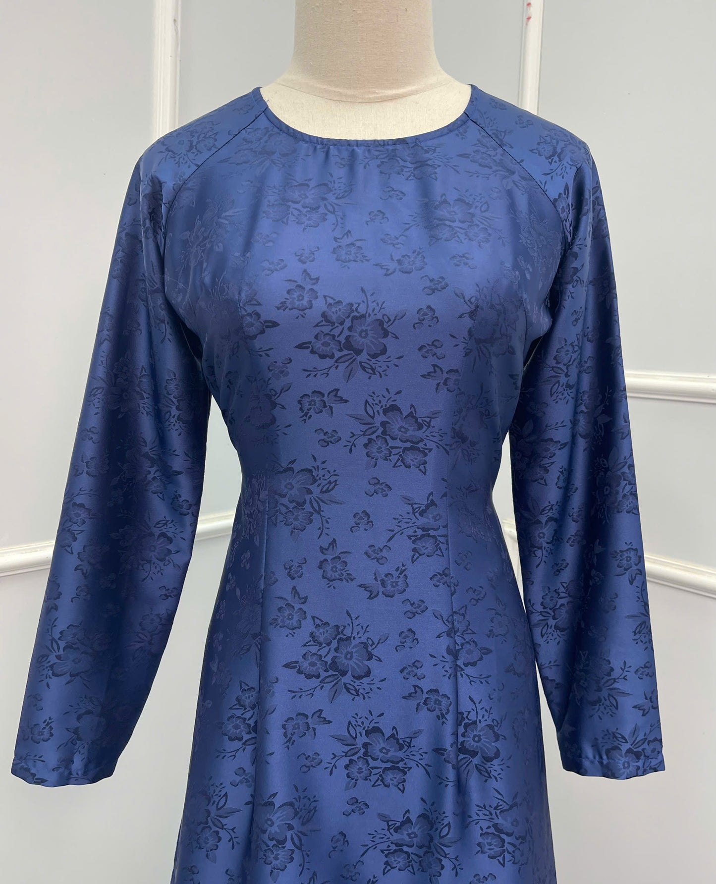 H126 Áo only - Áo dài màu xanh than hoạ tiết hoa