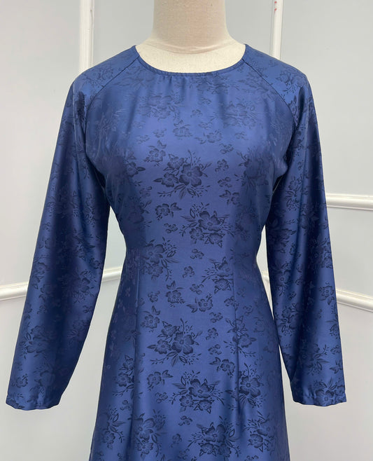 H126 Áo only - Áo dài màu xanh than hoạ tiết hoa