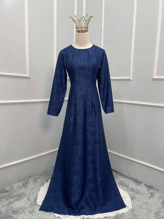 H126 Áo only - Áo dài màu xanh than hoạ tiết hoa