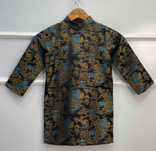 BT52 Áo only - Áo dài bé trai Thuỷ Mặc đen