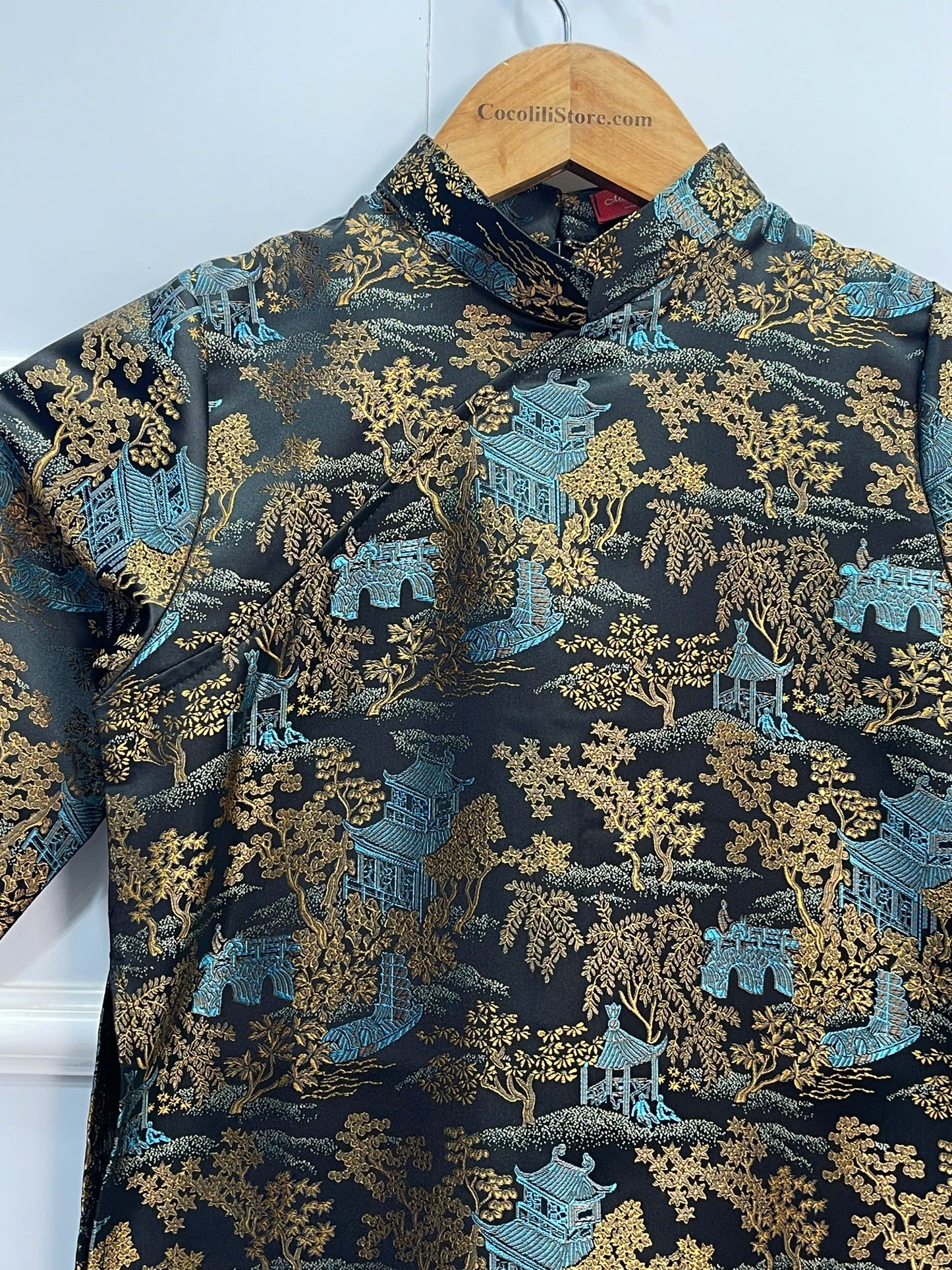 BT52 Áo only - Áo dài bé trai Thuỷ Mặc đen