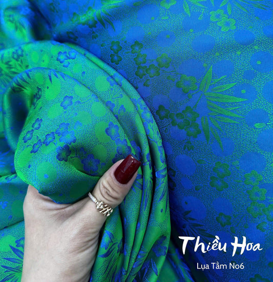 M244 Áo + quần - Áo dài Lụa gấm 2 da chuyển sắc cổ tròn + quần đổi màu cùng chất