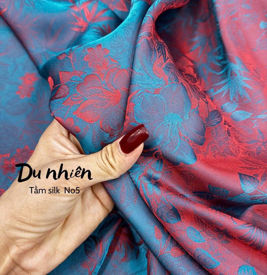 M244 Áo + quần - Áo dài Lụa gấm 2 da chuyển sắc cổ tròn + quần đổi màu cùng chất