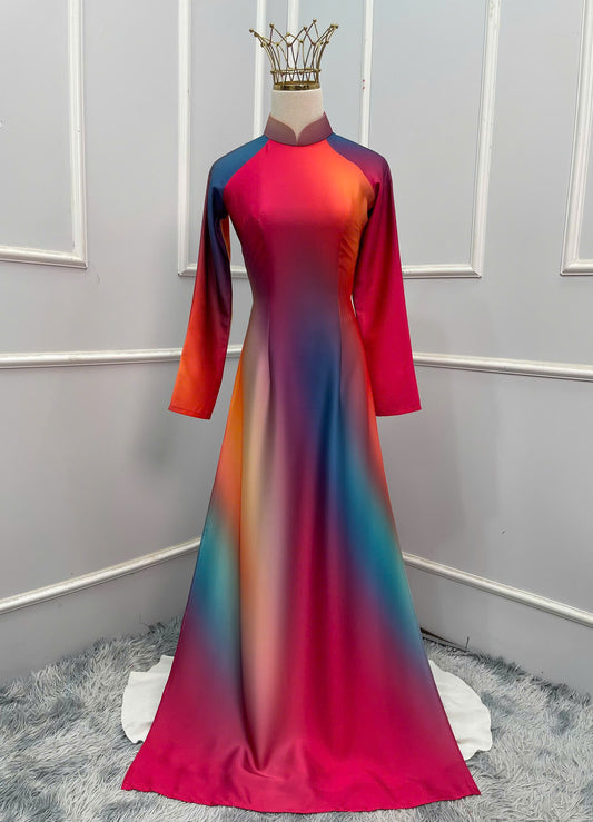 H178 Áo only - Áo dài lụa màu ombre