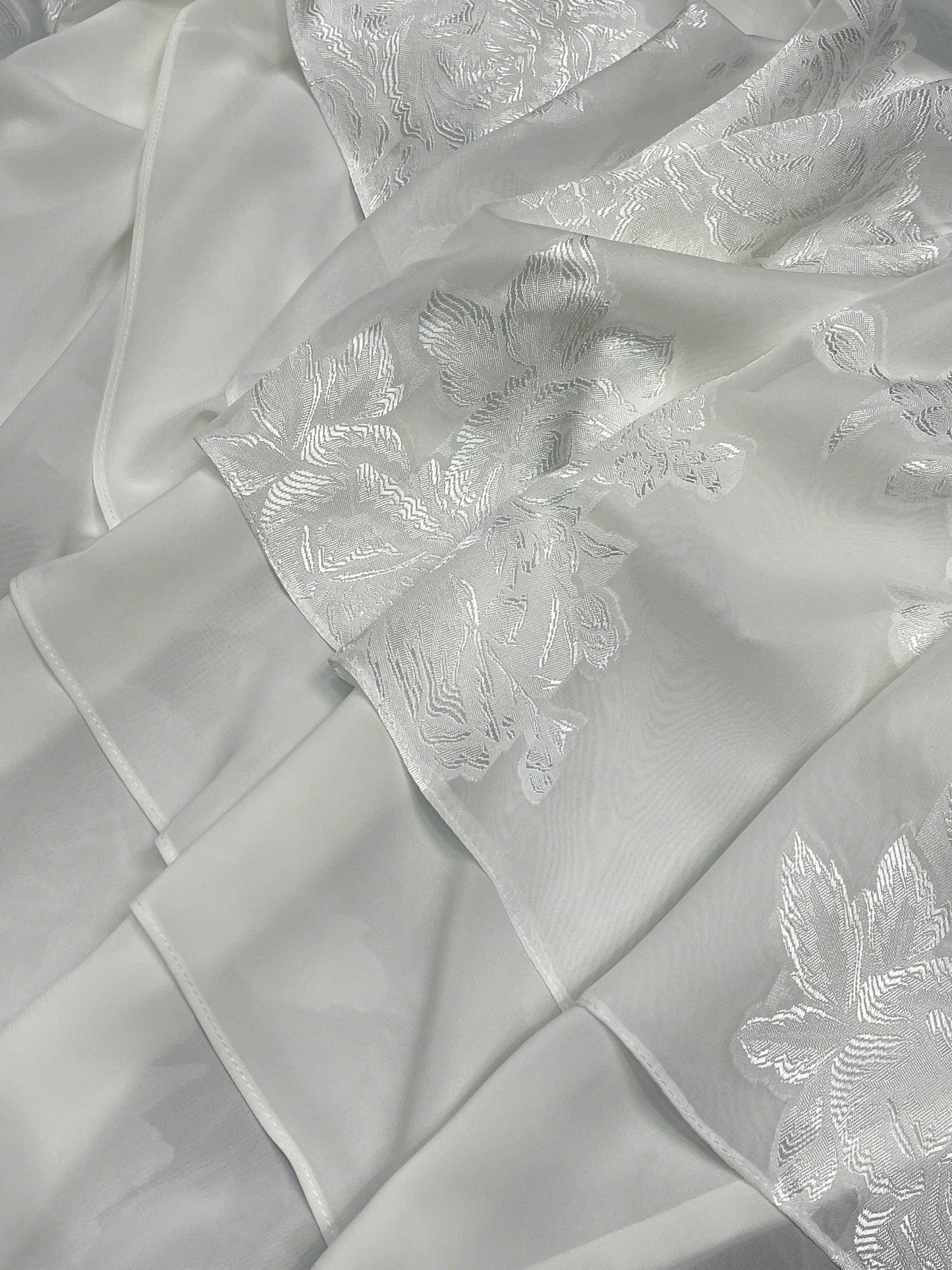 H180 Áo only - Áo dài lụa tơ silk màu trắng đính cúc