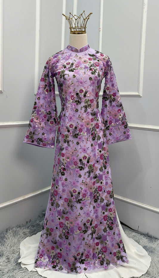 H182 1300 Áo only - Áo cách tân suông kim sa