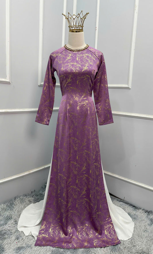 H185 1303 Áo only - Áo dài lụa Dubai đính ngọc