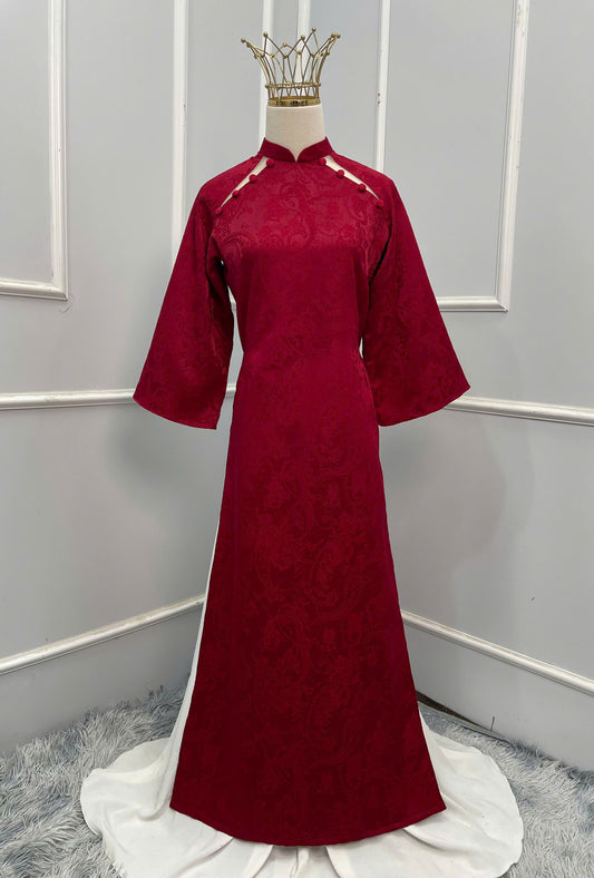 H189 Áo + quần - Áo dài lụa châu sa + quần