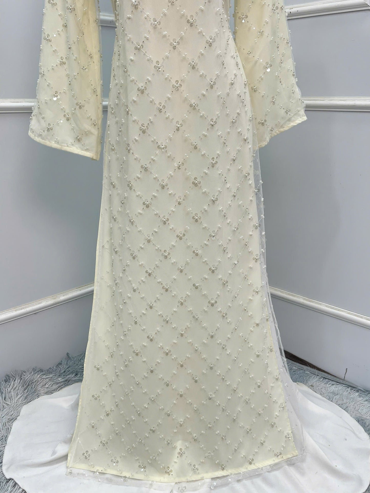 H199 H200 1339 - Áo dài lụa tơ voan đính ngọc