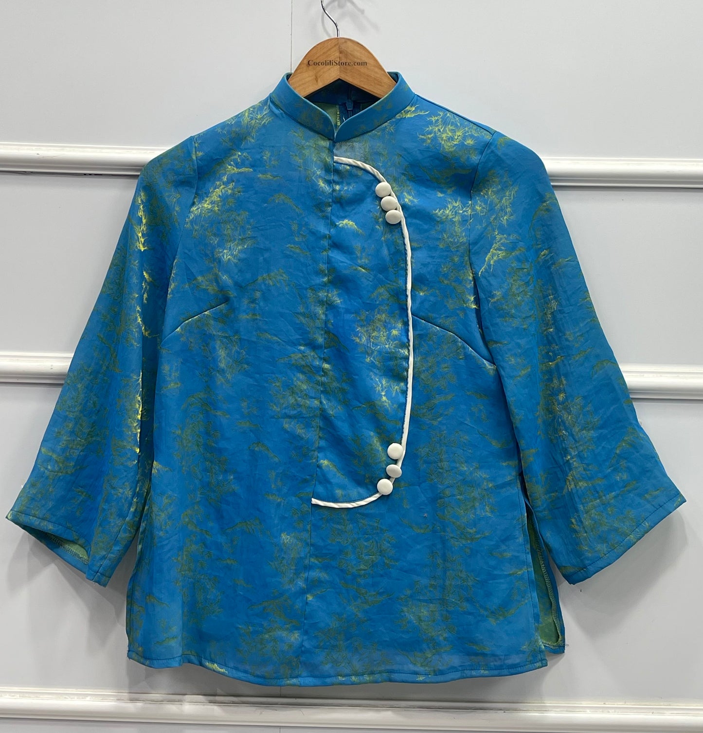 H205 H206 1343 Áo + quần - Bộ pháp phục lụa đính cúc bọc