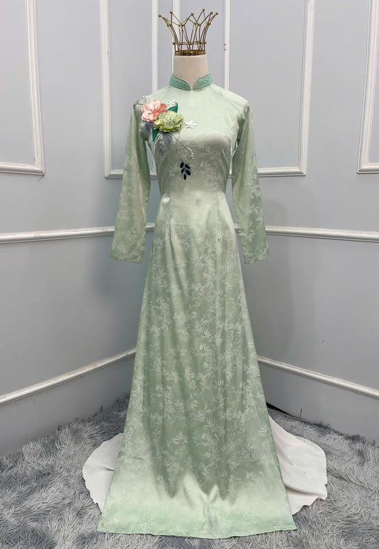 H223 1358 Áo only - Áo dài lụa đính hoa