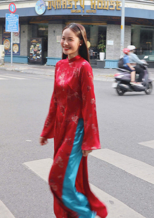 T607 1336 Áo only - Áo dài mã não đỏ