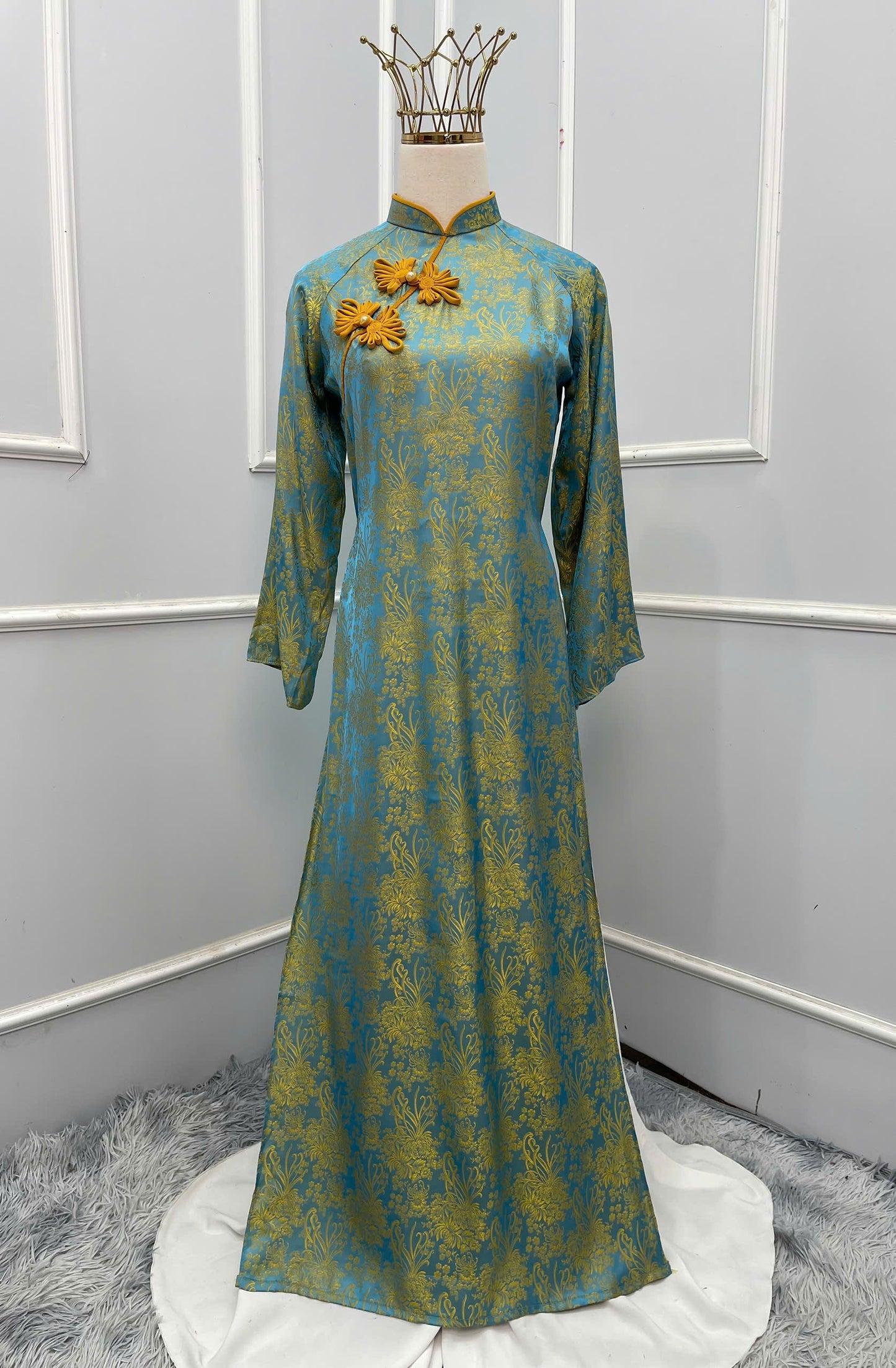 H242 1389 Áo + quần - Áo dài suông lụa san hô + quần cùng màu