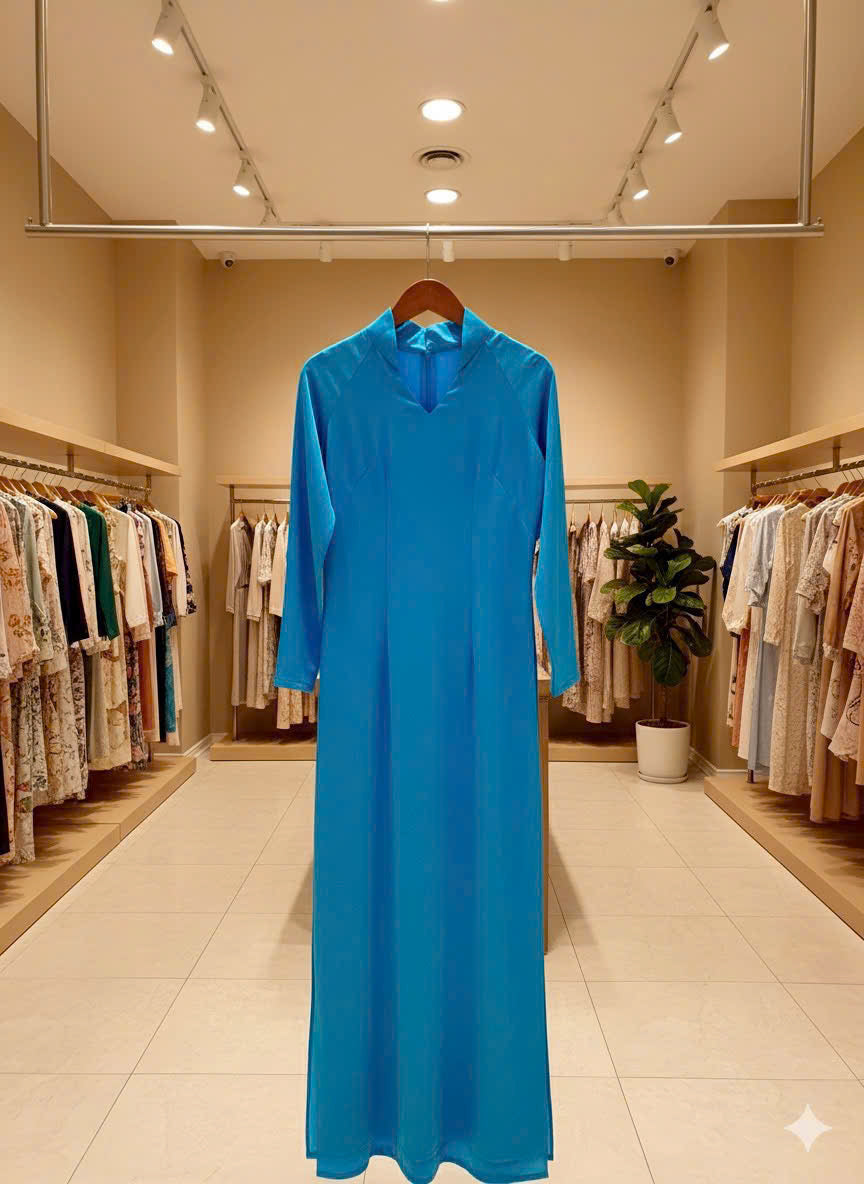 T612 Áo only - Áo dài lụa mã não cổ cách điệu