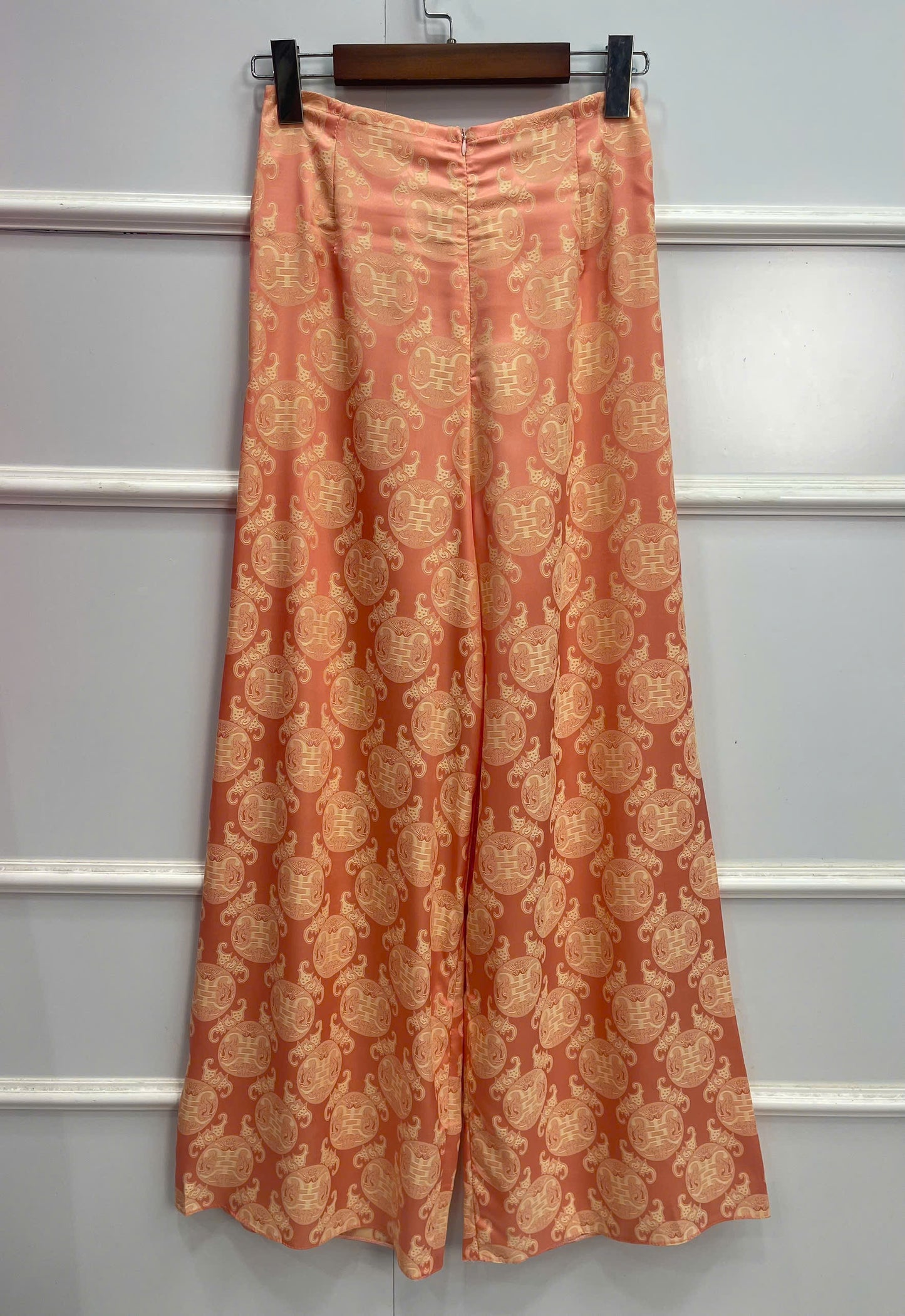 H236 1383 Áo + quần - Áo dài dáng suông lụa thọ dơi 4 tà cổ tết sam + quần cùng chất