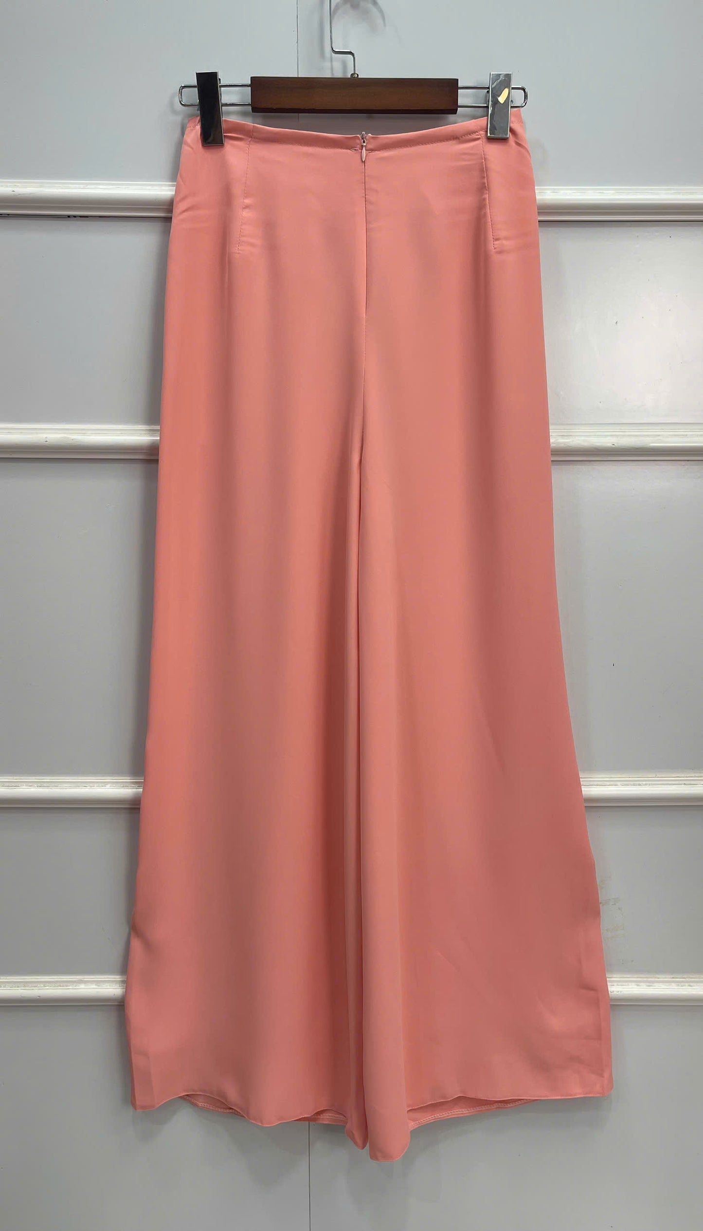 H237 1384 Áo + quần - Áo dài lụa in hoa nhí màu hồng cam + quần cùng màu