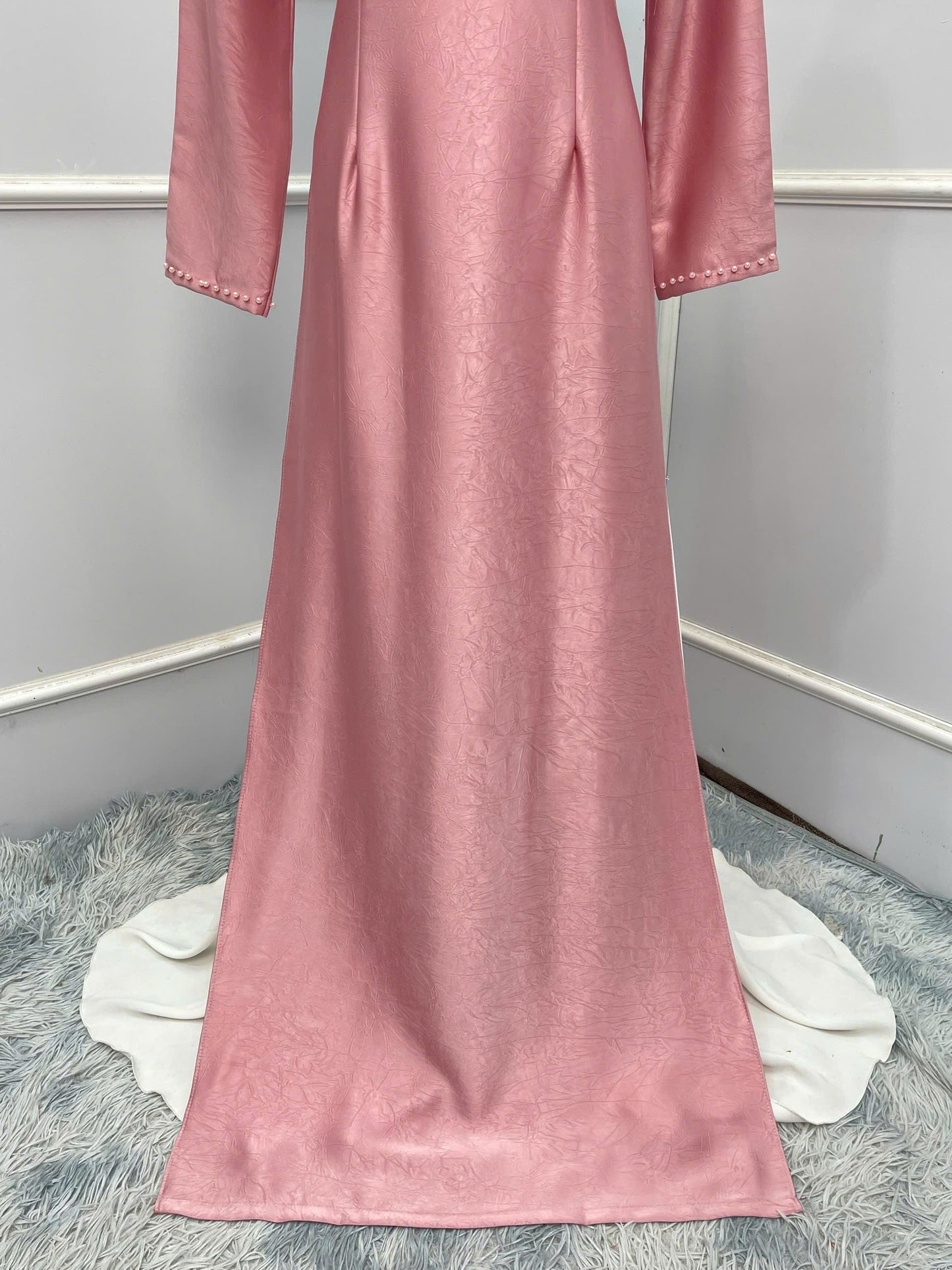 H231 1378 Áo + quần - Áo dài lụa hà lan màu hồng cam + quần