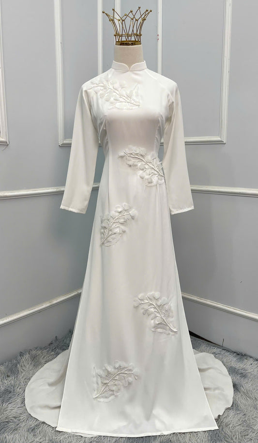 H249 1395 Áo only - Áo dài trắng đính