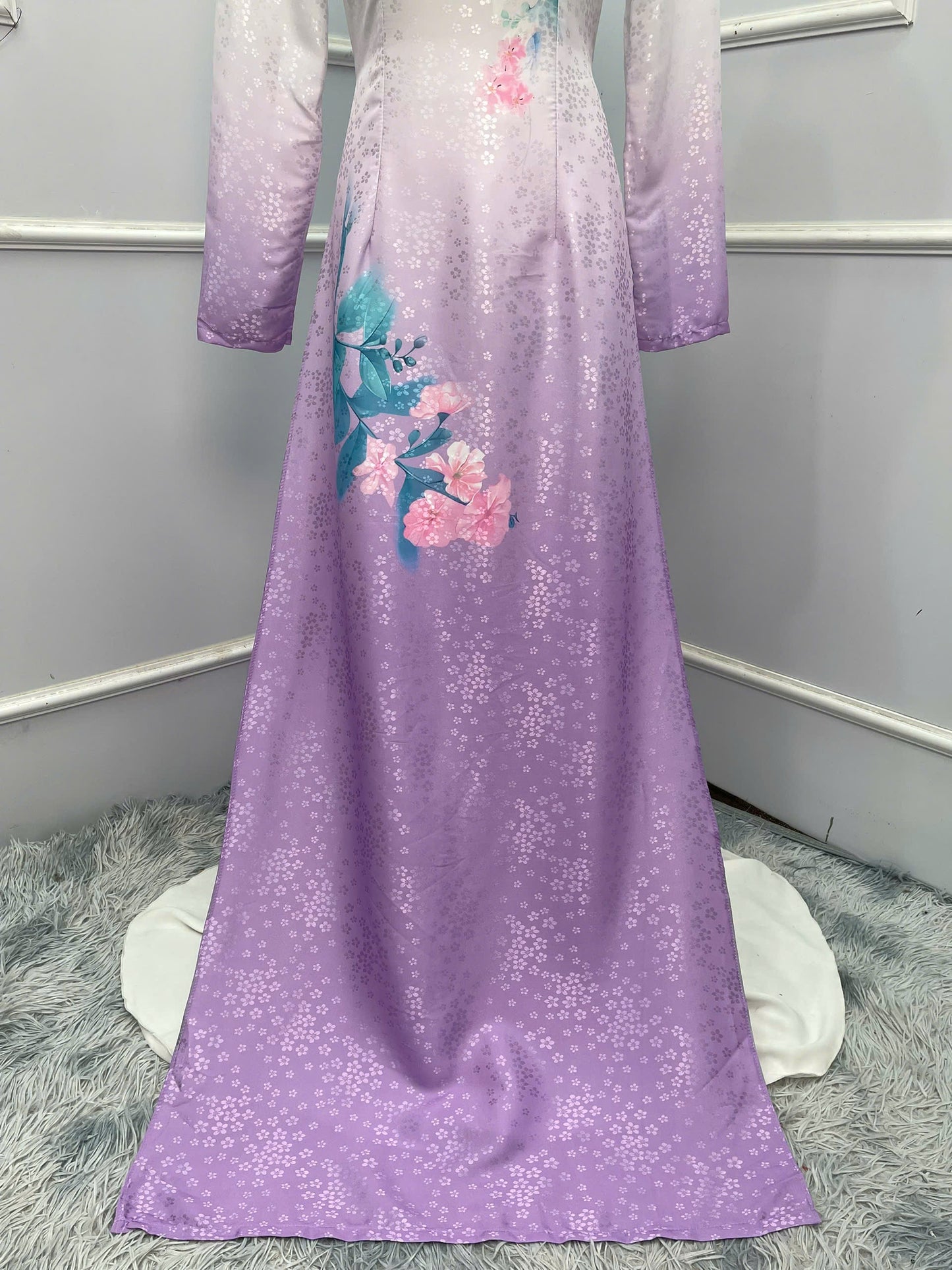 H260 1406 Áo only - Áo dài lụa hoa mai