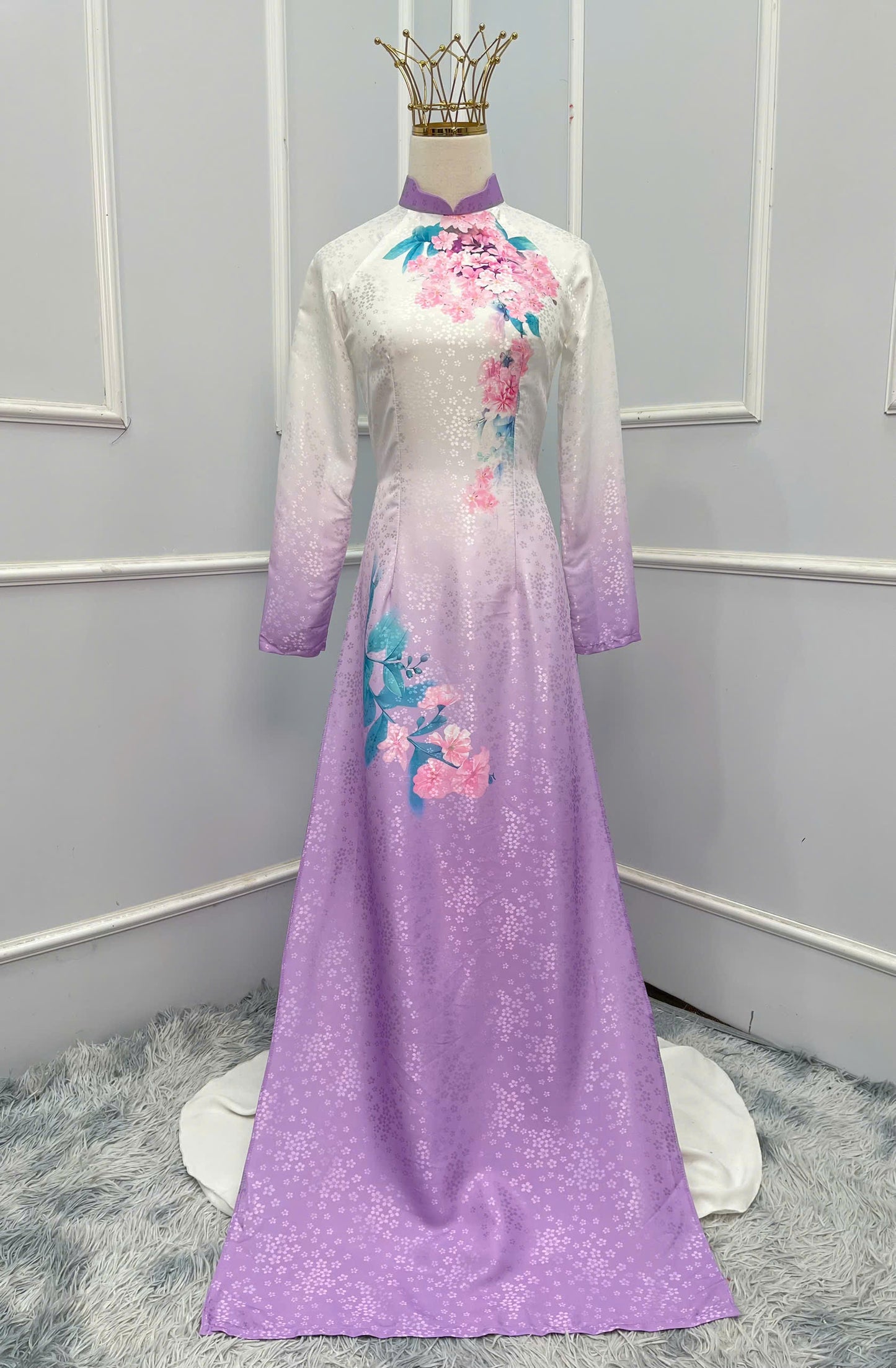 H260 1406 Áo only - Áo dài lụa hoa mai