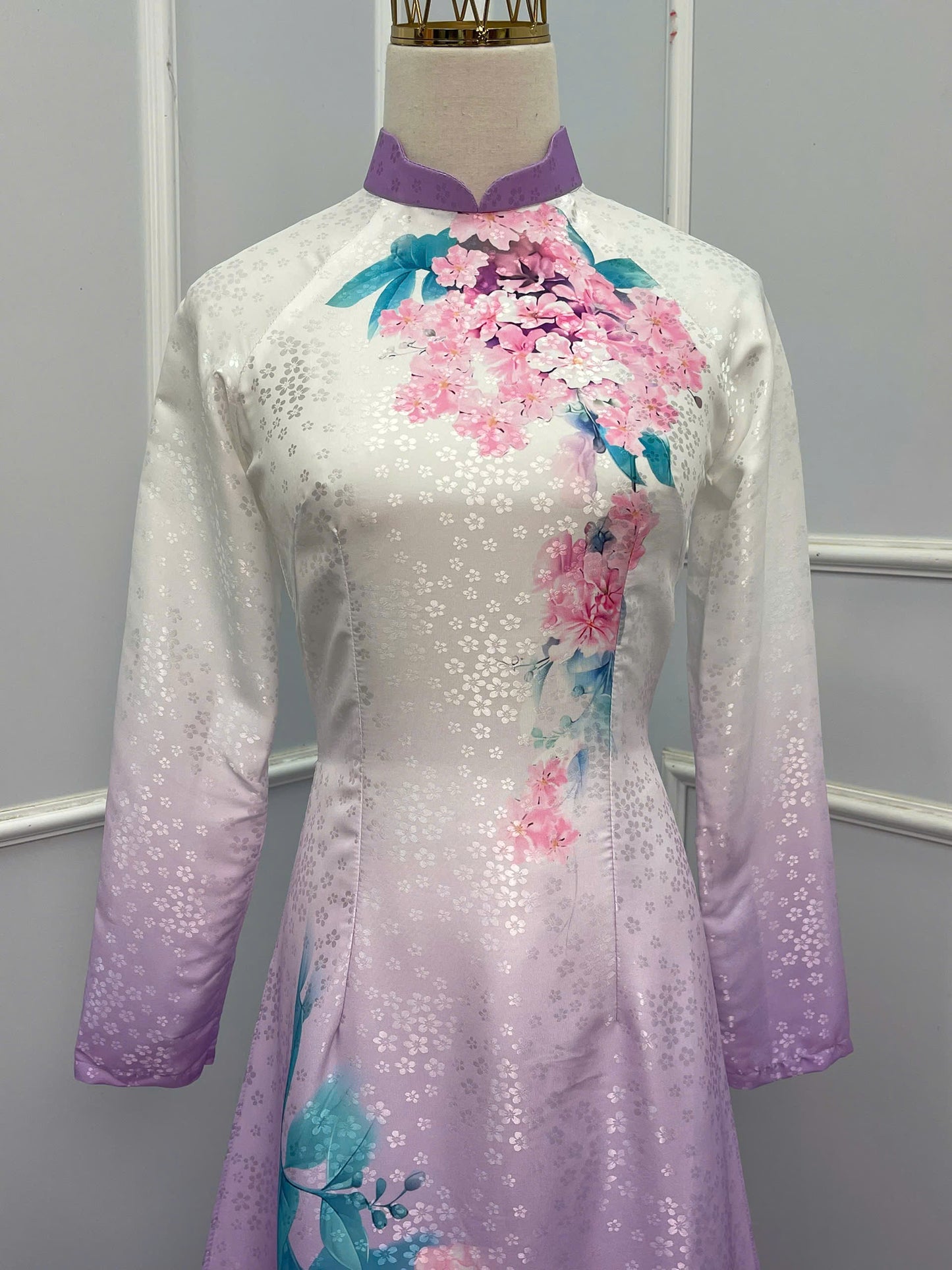 H260 1406 Áo only - Áo dài lụa hoa mai