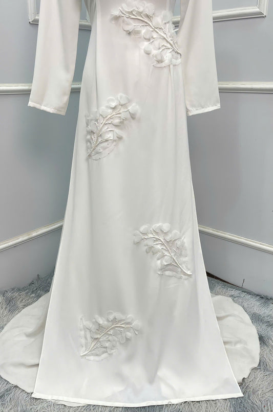 H249 1395 Áo only - Áo dài trắng đính