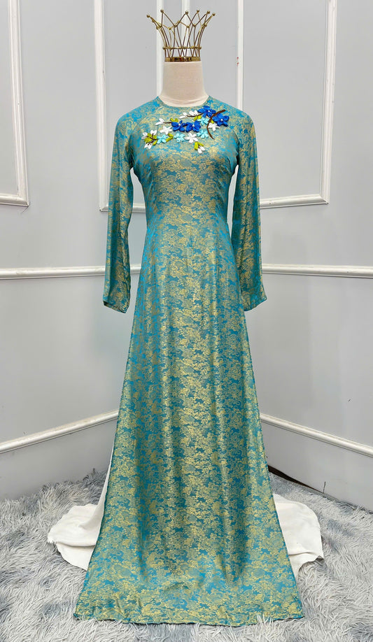 H250 1396 Áo only - Áo dài lụa san hô