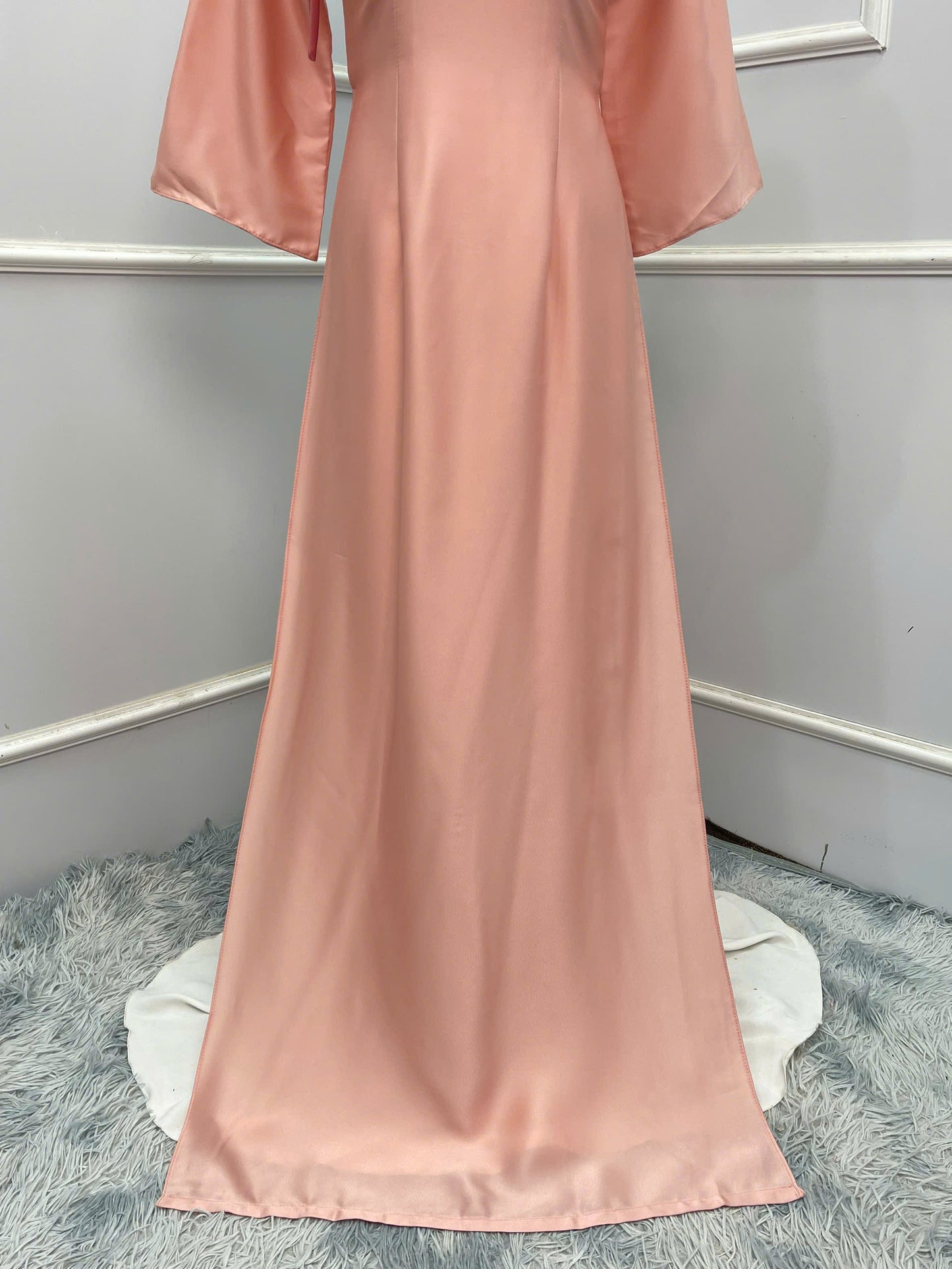 H252 1398 Áo + quần - Áo dài trơn màu hồng cam + quần