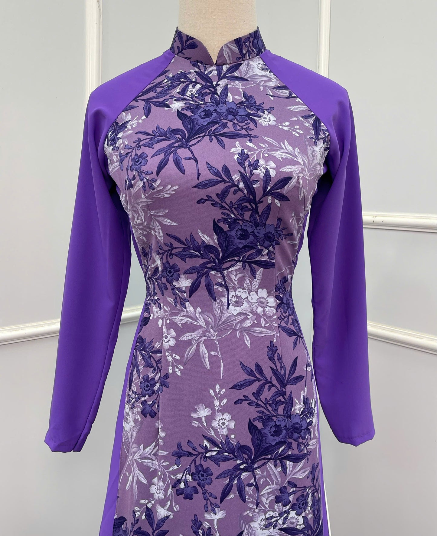 M251 Áo + quần - Áo dài lụa tím phối + quần cùng màu