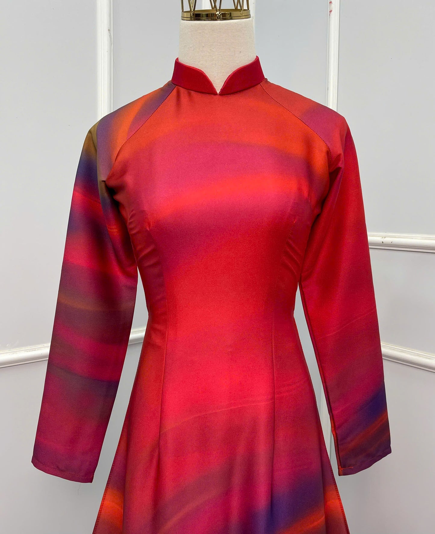 H284 Áo only - Áo dài lụa ánh sao thiết kế màu loang