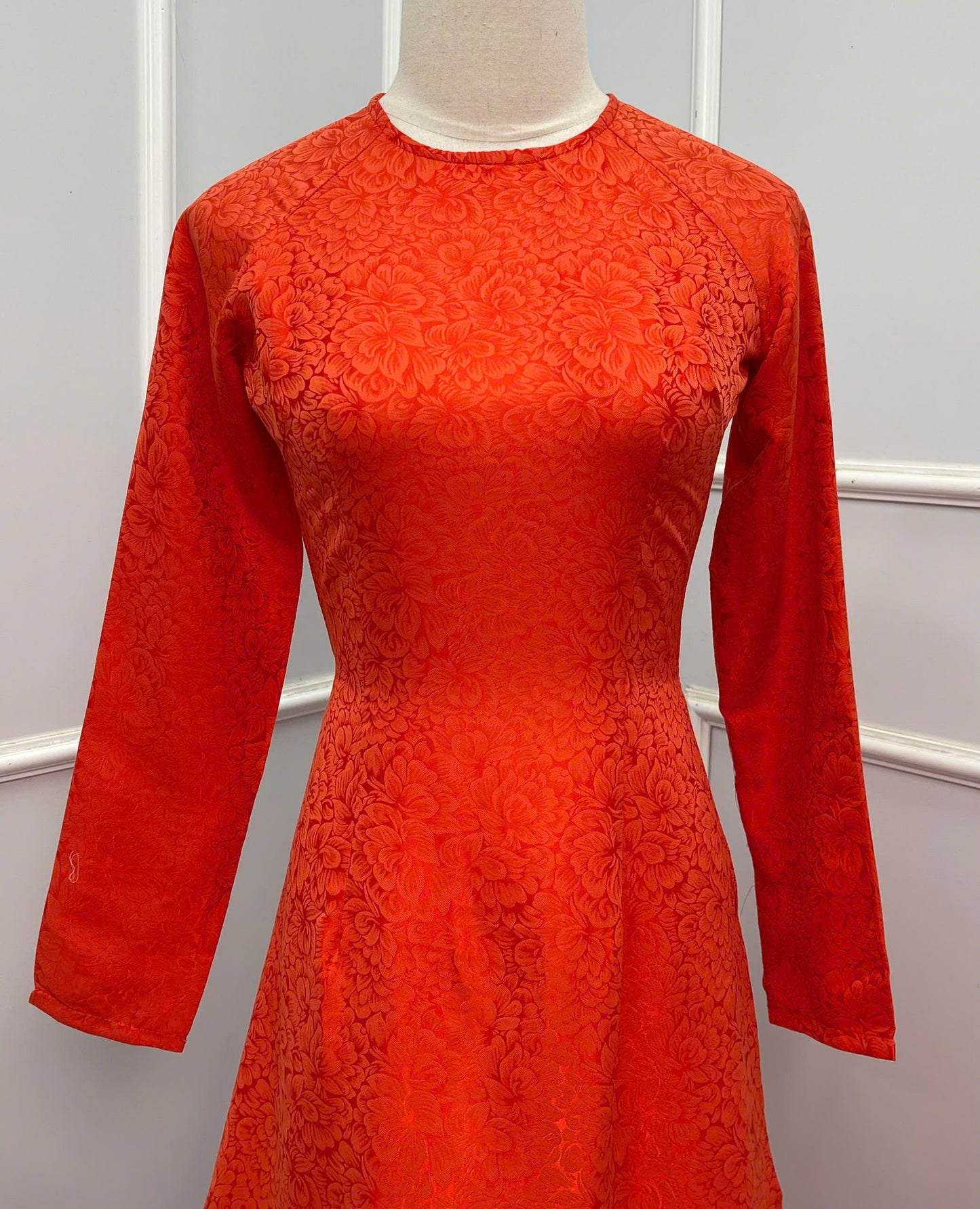 H270 1461 Áo only - Áo dài lụa gấm màu cam