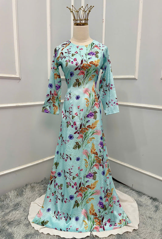 H289 1480 Áo only - Áo dài lụa gấm in 3D