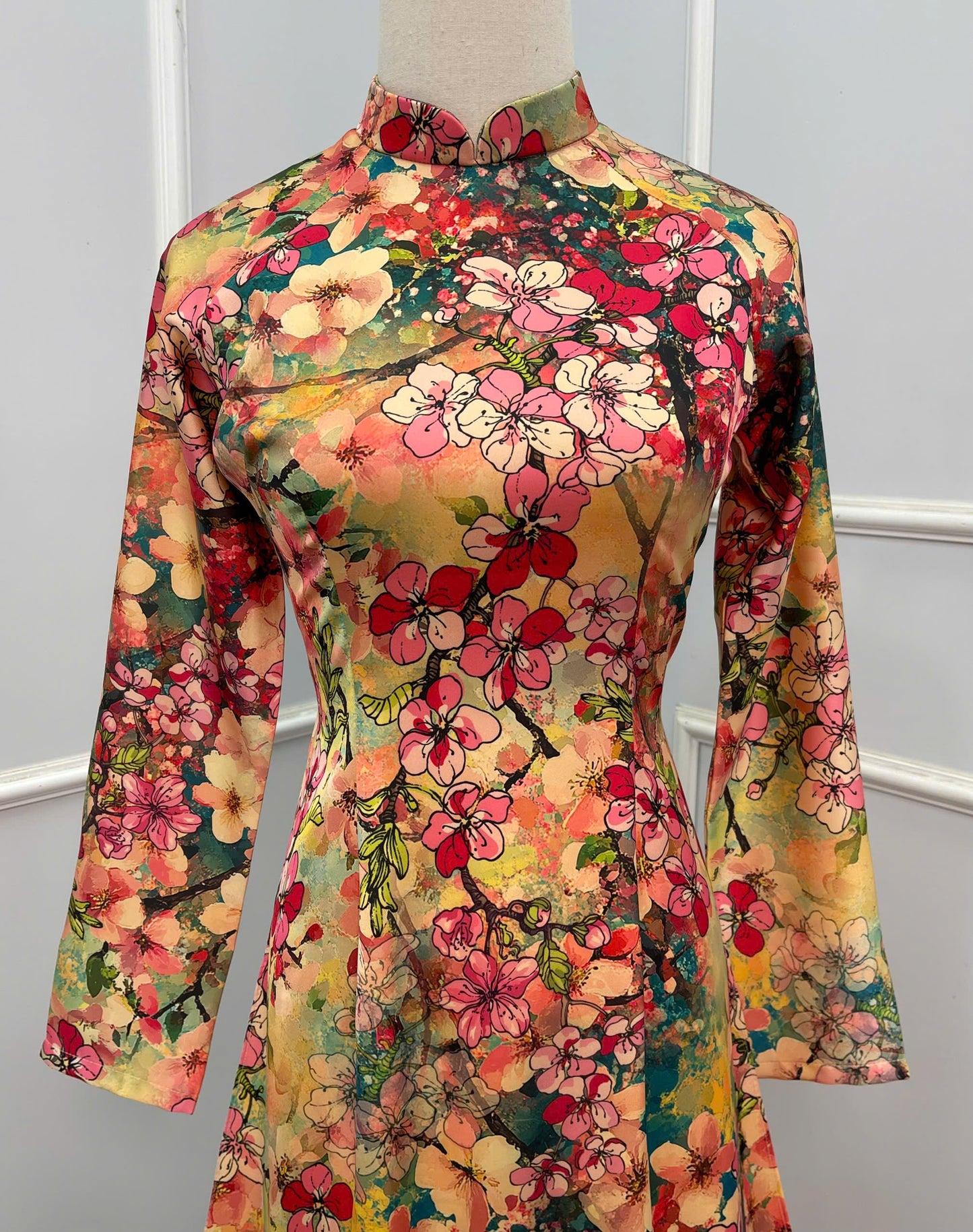 H288 1479 Áo only - Áo dài lụa ánh sao 2 da