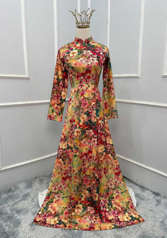 H288 1479 Áo only - Áo dài lụa ánh sao 2 da