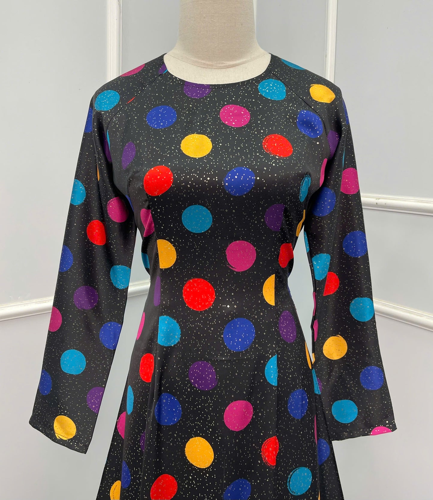 H287 1478 Áo only - Áo dài lụa kim sa chấm bi