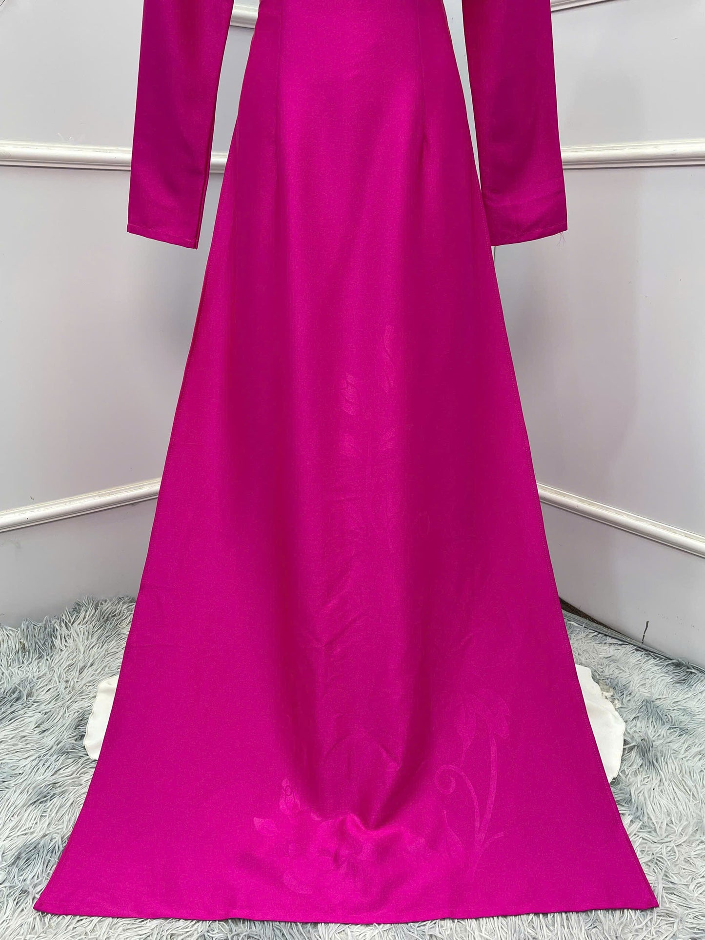 H281 1472 Áo only - Áo dài lụa ánh sao 4D đính kết cổ