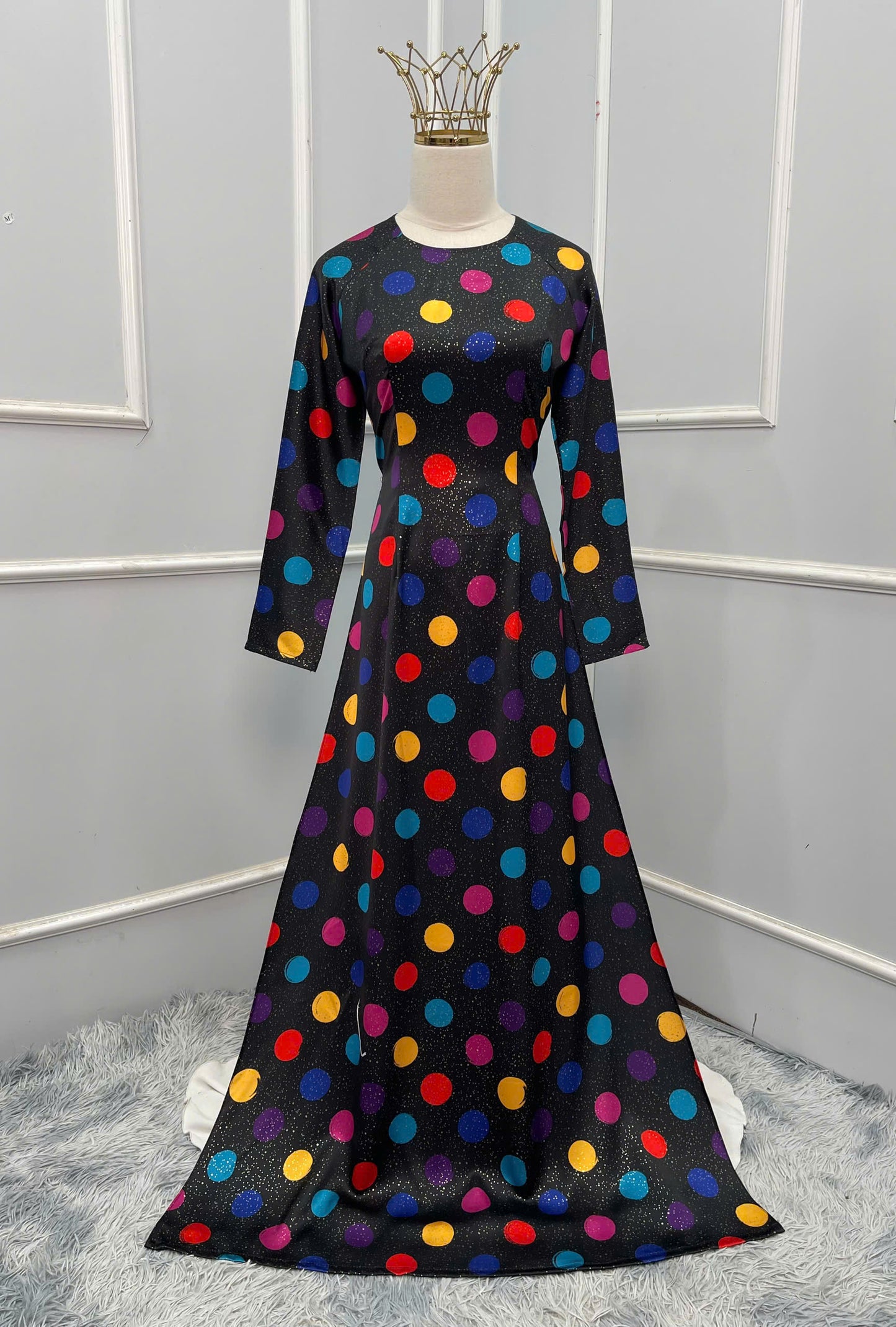 H287 1478 Áo only - Áo dài lụa kim sa chấm bi