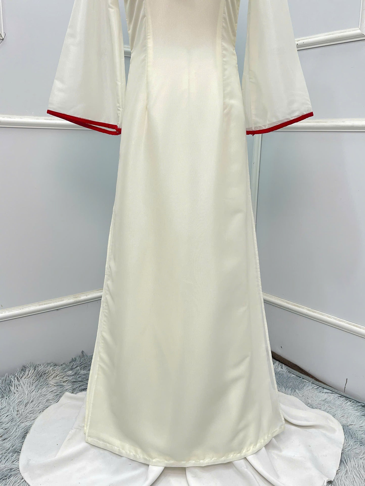 H277 Áo only - Áo dài tơ 4 tà màu kem