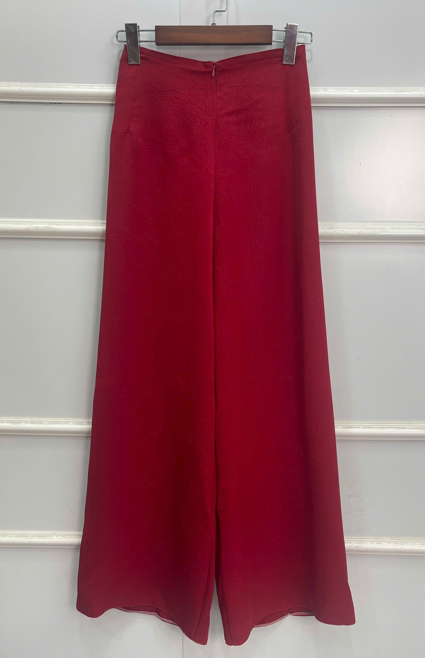 H319 1509 Áo + quần - Áo dài lụa hà lan đính hoa màu đỏ đậm