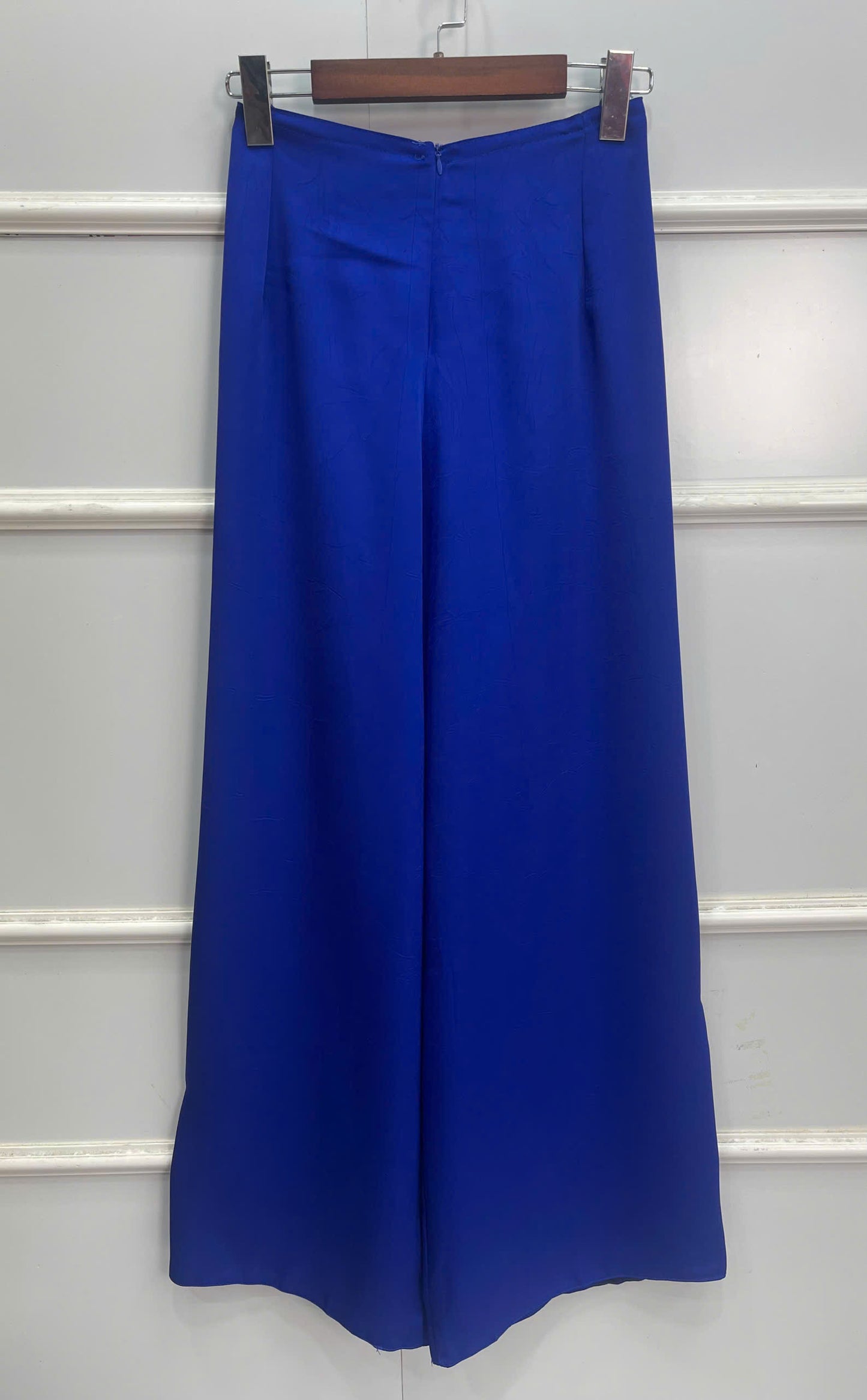 H318 1508 Áo + quần - Áo dài lụa hà lan đính hoa màu xanh coban