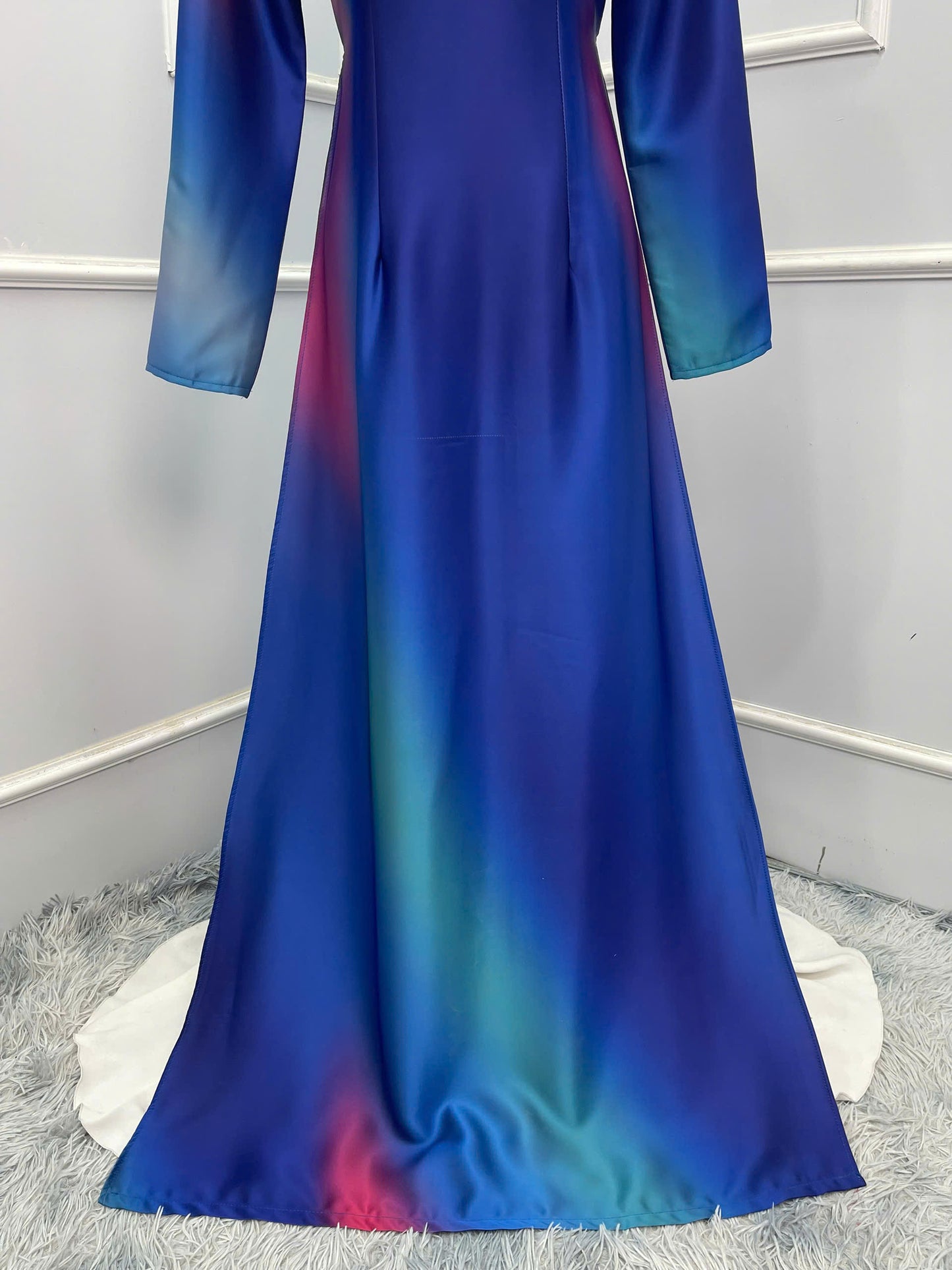 H296 1503 Áo only - Áo dài lụa ánh sao 2da thiết kế màu loang