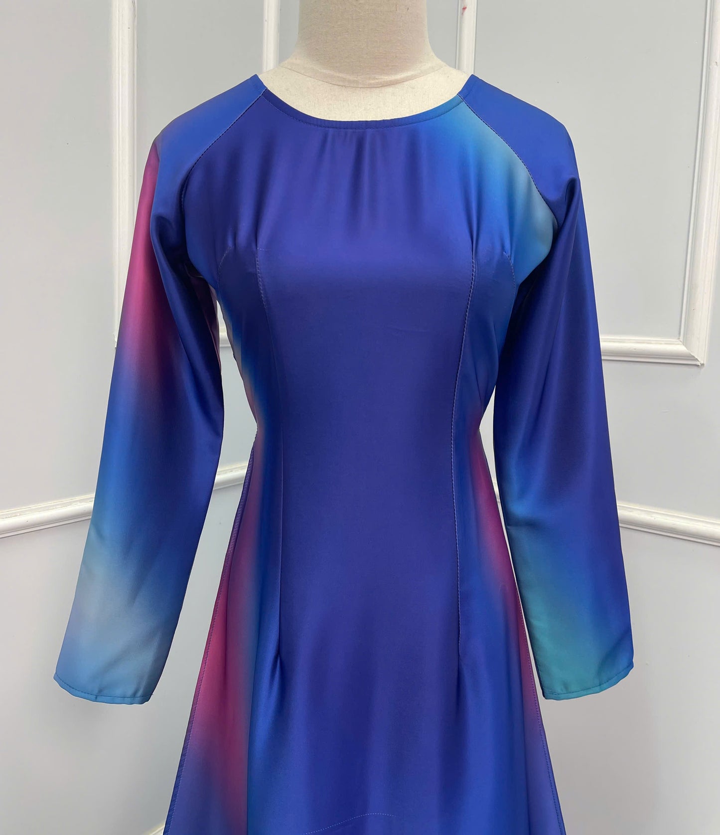 H296 1503 Áo only - Áo dài lụa ánh sao 2da thiết kế màu loang