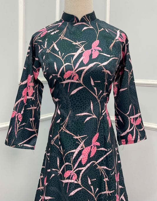 H303 1518 Áo only - Áo dài lụa gấm in 3D