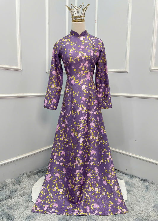 H311 1524 Áo only - Áo dài lụa gấm in 3D