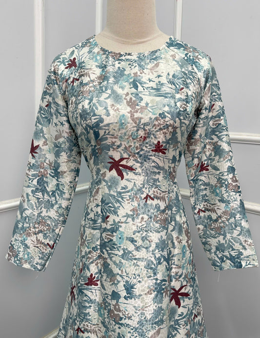 H299 1514 Áo only - Áo dài lụa gấm in 3D