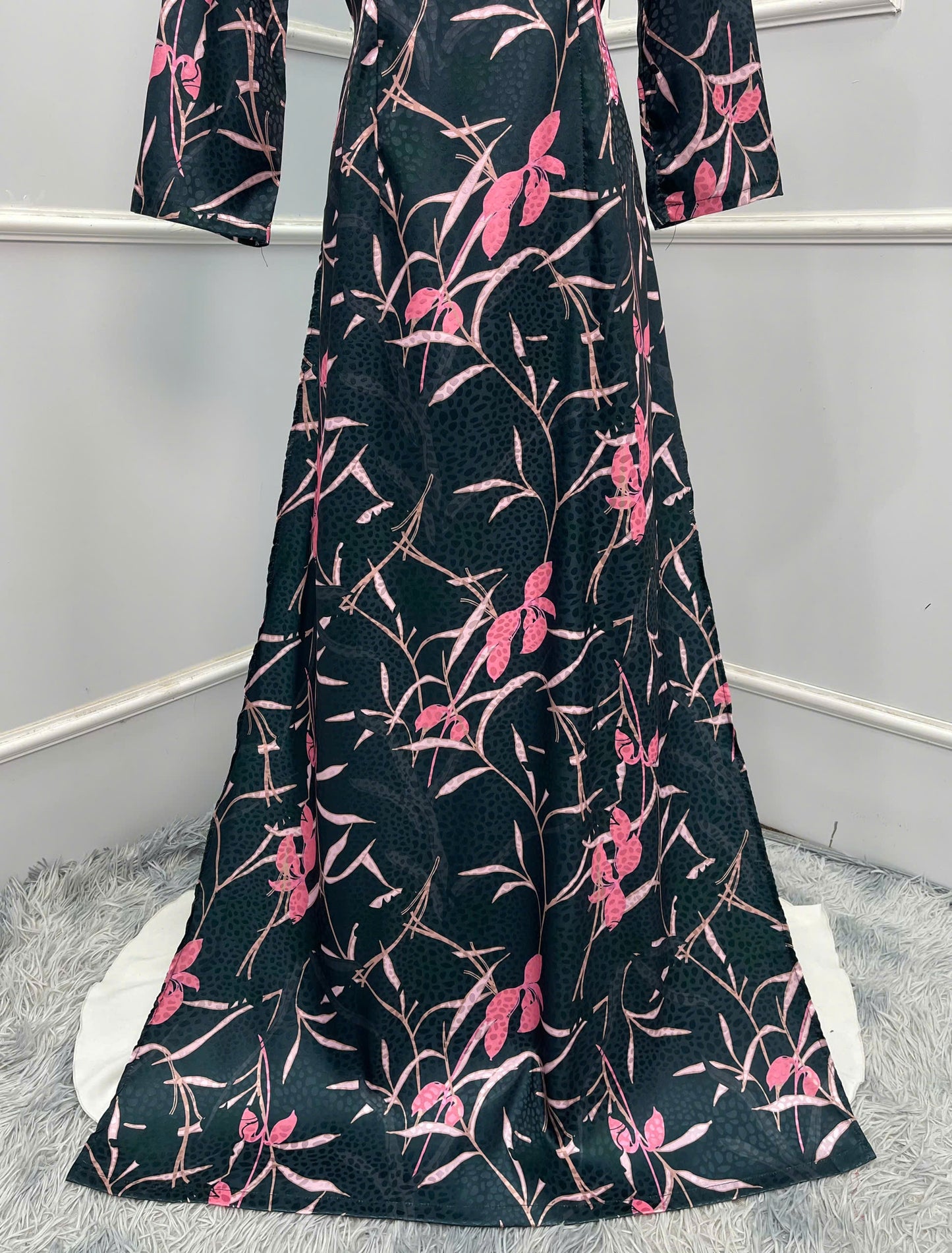 H303 1518 Áo only - Áo dài lụa gấm in 3D