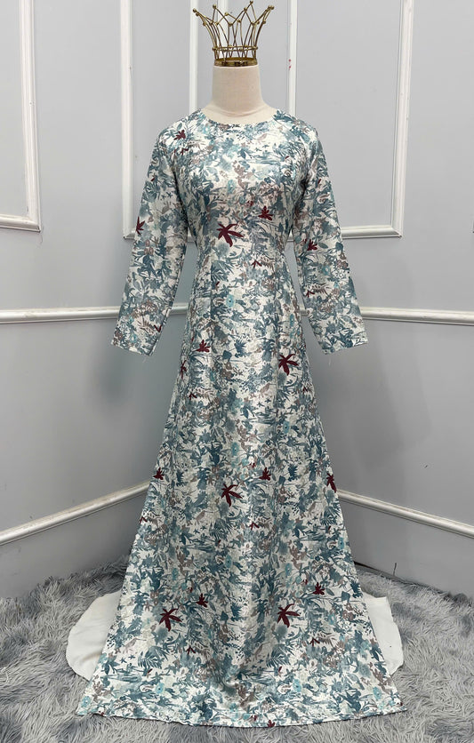 H299 1514 Áo only - Áo dài lụa gấm in 3D