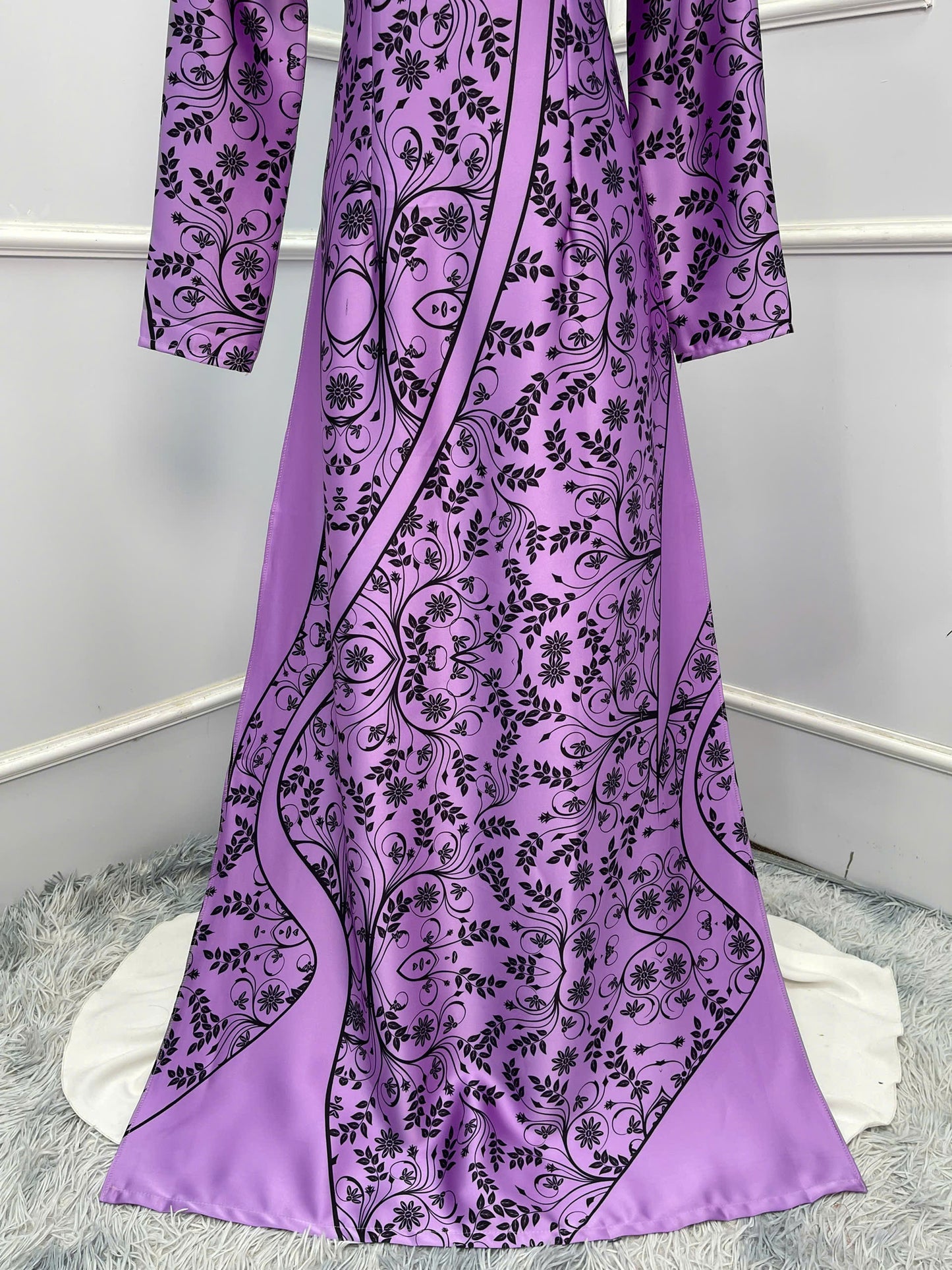 H300 1515 Áo only - Áo dài lụa ánh sao thiết kế 2 da màu tím