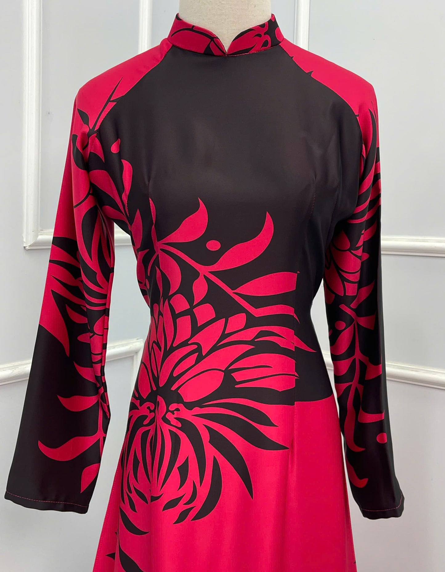 H310 Áo only - Áo dài lụa ánh sao 2 da thiết kế màu hồng sen