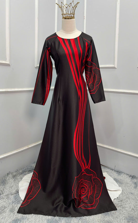 L18 Áo only - Áo dài lụa 2 da màu đỏ đen